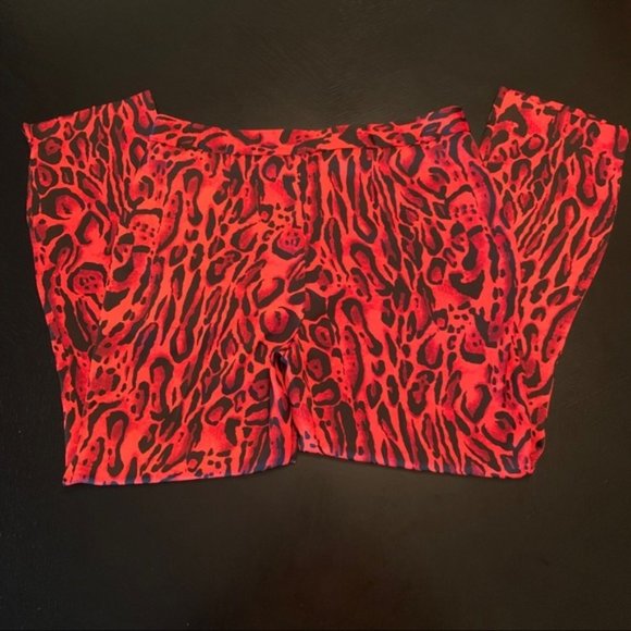 Topshop Red Leopard Animal Print Cropped Pant 8 - Picture 4 of 5